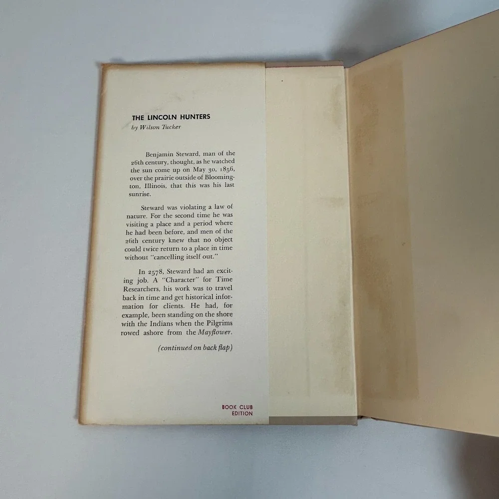 The Lincoln Hunters by Wilson Tucker 1958 Hardcover w/ Jacket, Book Club Edition